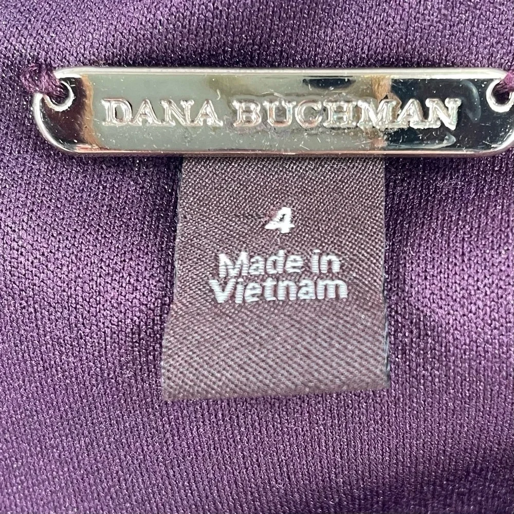 Dana Buchman Wine Colored Lace Lined Long Sleeve Mini Zip Back Scoop Neck Dress - Picture 2 of 10